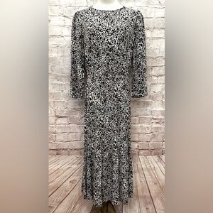 A New Day Women’s Small Maxi Dress Animal Print 3/4 Sleeve Cheetah Leopard Long